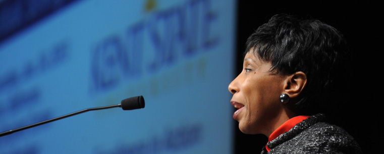 Dr. Alfreda Brown, Kent State's vice president for Diversity, Equity and Inclusion, gave the opening remarks during the university's Martin Luther King Jr. celebration.