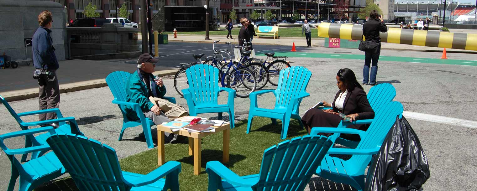 The Pop Up Rockwell project by Kent State graduate students included the temporary closure of Cleveland’s E. 3rd Street to vehicular traffic and transformation into a pedestrian plaza for downtown workers, residents and visitors. The project won the Excellence in Student Planning Award from the American Planning Association of Ohio.