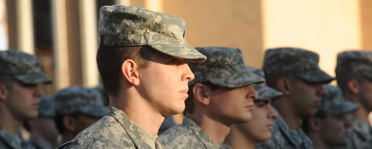 Kent State students in the Air Force and Army ROTC programs participate in the annual Kent State University Veterans Day program.