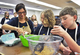 Instructor Lauren O'Donnell works with participants in Kent State University at East Liverpool's College for Kids.