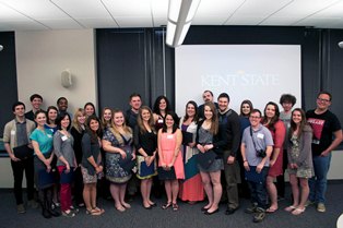 Photo of national award winners from Kent State's School of Journalism and Mass Communication 