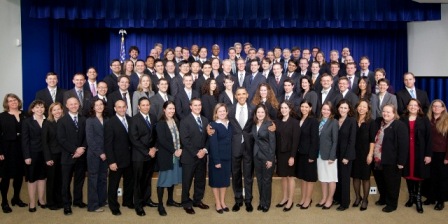 President Obama is pictured in the White House with the winners of the Presidential Early Career Award for Scientists and Engineers. Kent State alumnus Ivan Smalyukh is in the back row, third from the left.